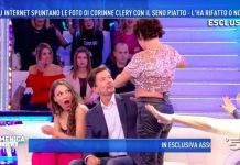 Corinne Clery a Domenica Live: l’attrice si alza la maglietta e mostra tutto Corinne Clery seno in diretta domenica live
