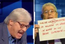 Cartabianca: lite furiosa tra Vittorio Sgarbi e Mario Giordano. Interviene la Berlinguer: “Ti butto fuori” lite sgarbi giordano