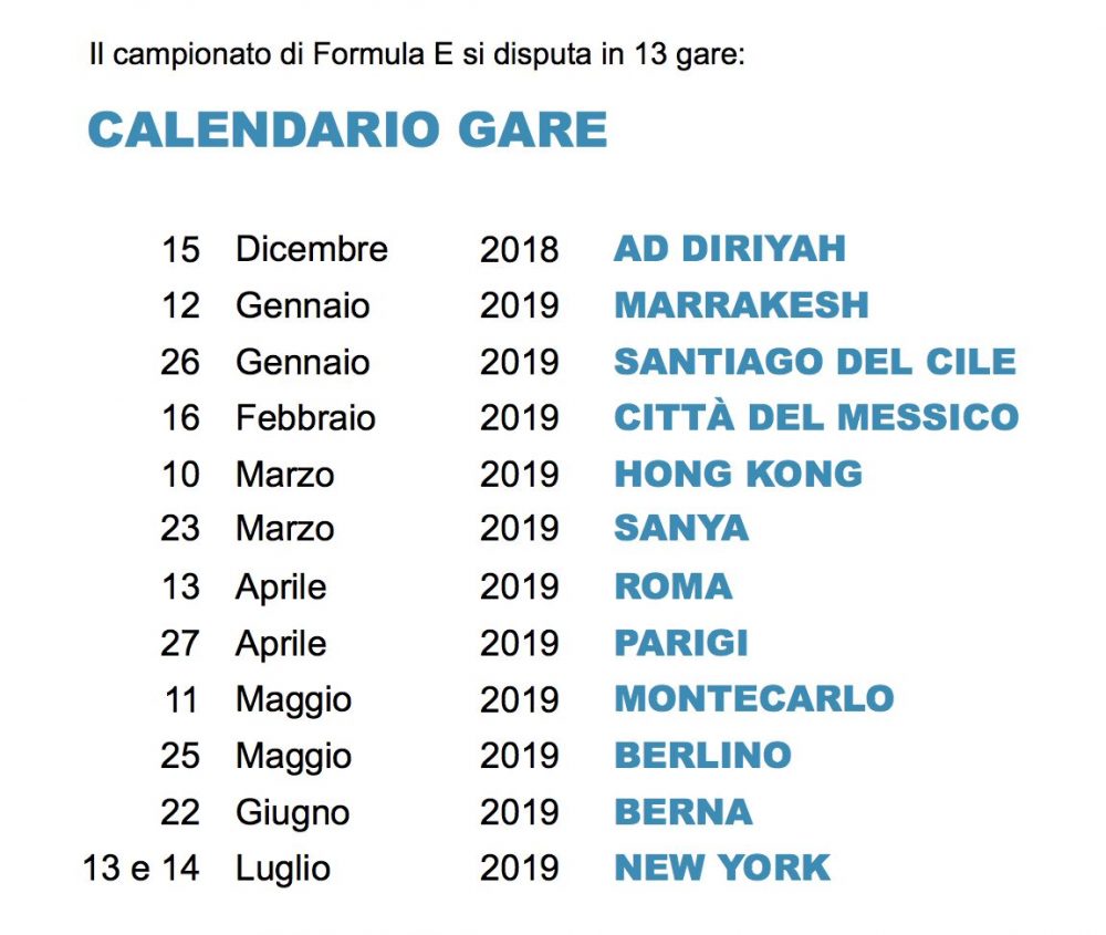 Calendario Formula E