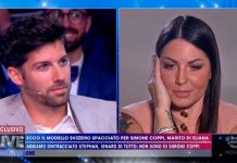 Eliana Michelazzo vede “Simone Coppi” a Live: in studio Mister Svizzera Stephan Weiler | video Mediaset Stephan Weiler e Eliana Michelazzo a Live - Non è la D'Urso