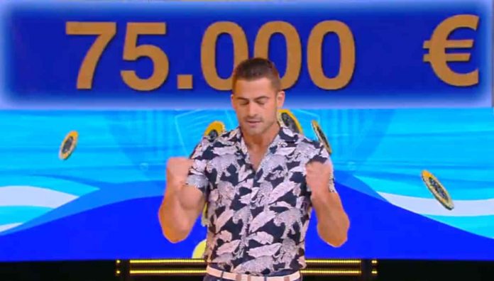 Il campione Christian Fregone vince i suoi primi 75.000 euro a Caduta Libera