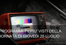 La tv del giorno dopo: i programmi in onda ieri, 25 luglio 2019 la tv del giorno dopo del 25 luglio 2019