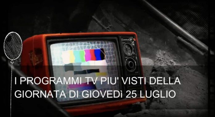 La tv del giorno dopo: i programmi in onda ieri, 25 luglio 2019 la tv del giorno dopo del 25 luglio 2019