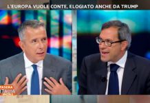 Giuseppe Brindisi difende Stasera Italia: “Santificazione di Salvini? Ma quando mai” | video Mediaset Nella foto: lo scontro tra Giuseppe Brindisi e Gaetano Pedullà a Stasera Italia Estate