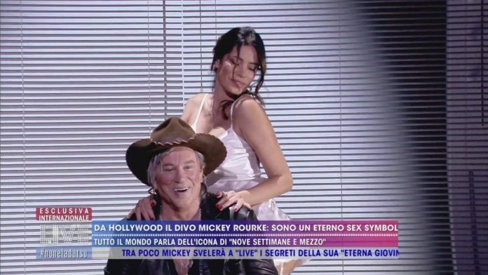 Aida Yespica, lo spogliarello di 9 settimane e mezzo per Mickey Rourke a Live non è la d’Urso | VIDEO Mediaset Aida Yespica Spogliarello a Live non è la d'urso