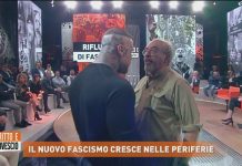 Lite a Dritto e Rovescio, romano provoca la Fagnani e Vauro scatta: “Fascista, minaccia una donna” | Video Mediaset del debbio lite fascista rete 4