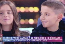 Heather Parisi con il marito Umberto Maria e i figli Elizabeth e Dylan a Live Non è la D’Urso | Video Mediaset Heather Parisi con i figli Dylan e Elizabeth