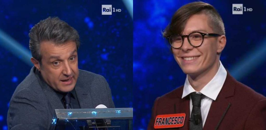 Flavio Insinna e Francesco D'Angelis, attuale campione de L'Eredità