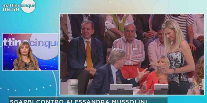Mattino Cinque, lite Alessandra Mussolini e Vittorio Sgarbi a La Pupa e il Secchione | Video Mediaset Mattino Cinque lite Alessandra Mussolini e Vittorio Sgarbi
