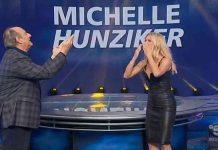 Michelle Hunziker torna a Striscia la notizia e mantiene le distanze da Gerry Scotti: “Difficile non abbracciarti” | Video Mediaset Michelle Hunziker torna a Striscia la notizia 2020