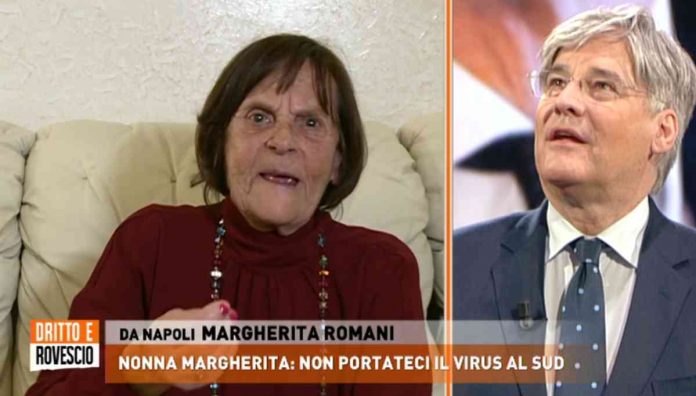 Dritto e rovescio, Nonna Margherita si agita in collegamento con Del Debbio: «Ho fatto la guerra! Vergognatevi!» | Video Mediaset Nonna Margherita a Dritto a rovescio