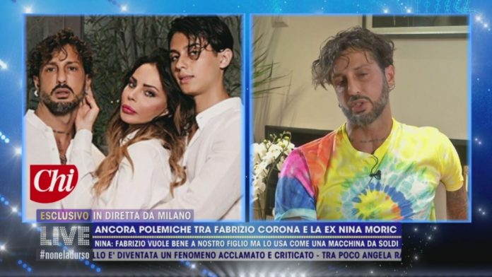 Live non è la D’Urso: ancora polemiche tra Fabrizio Corona e la ex Nina Moric per il figlio Carlos | Video Mediaset Corona - Moric e il figlio Carlos