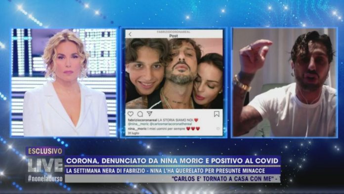 Fabrizio Corona furioso contro la ex moglie, Nina Moric a Live non è la D’Urso | Video Mediaset Corona furioso a Live non è la D'urso