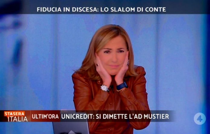 Stasera Italia, va in tilt l’audio, boato in studio, Barbara Palombelli: “C’è stata come un’esplosione” | Video Mediaset