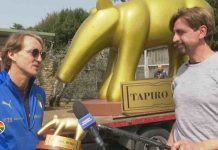 Tapiro gigante a Roberto Mancini, la consegna a Striscia La Notizia | Video Mediaset Tapiro a Roberto Mancini a Striscia