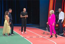 Marcell Jacobs a Tu si que vales 2022 per la sfida tra giudici: le proteste di Sabrina Ferilli | Video Witty Tv Marcell Jacobs a Tu si que vales