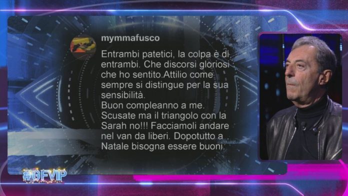 Grande Fratello Vip, Attilio Romita attratto da Sarah Altobello, Mimma non ci sta: “Entrambi patetici, facciamoli andare nel van da liberi” | Video Mediaset Attilio Romita
