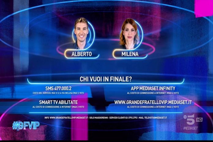 Grande Fratello Vip, chi vuoi in Finale tra Milena Miconi e Alberto De Pisis? Il Più votato sarà il sesto finalista, il meno votato sarà eliminato | Video Mediaset Nominati per la Finale