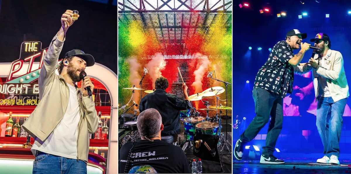 Pinguini Tattici Nucleari, grande show a San Siro: l’omaggio a Giulia Tramontano e alla Palestina. Grande ospite Max Pezzali – Video