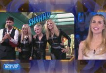 Grande Fratello Vip 2026, Adriana Volpe, Alessandra Mussolini e Antonella Elia ballano “occhi di gatto” | Video Mediaset Alessandra, Adriana e Antonella occhi di gatto al Grande Fratello Vip 2026
